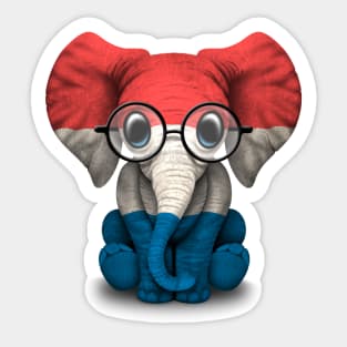 Baby Elephant with Glasses and Dutch Flag Sticker